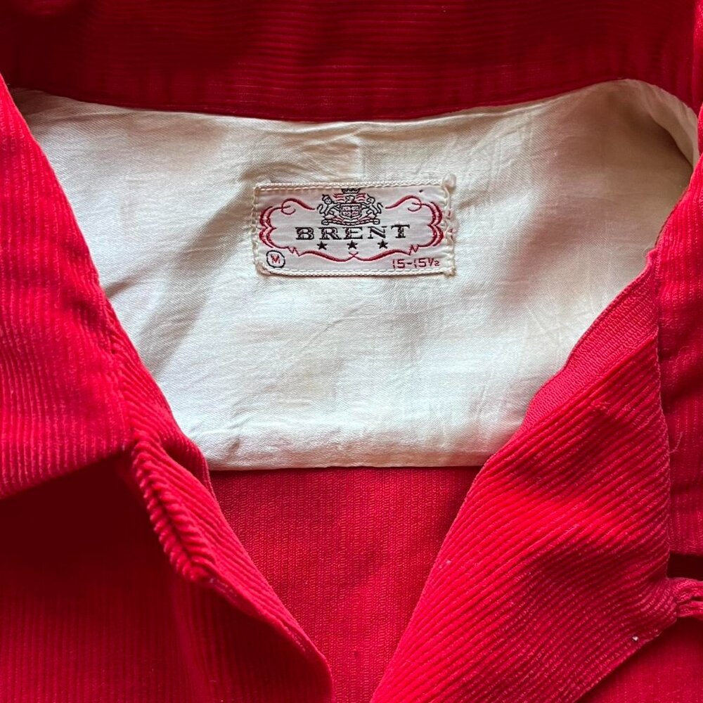 Vintage 50s Brent Montgomery Ward Shirt Women Medium Red Corduroy Button Up - Picture 2 of 6